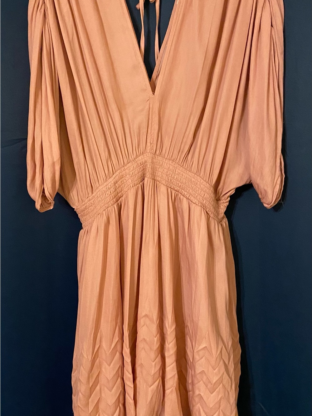 Mustard Seed Peach Mini Dress with Smocked Waist